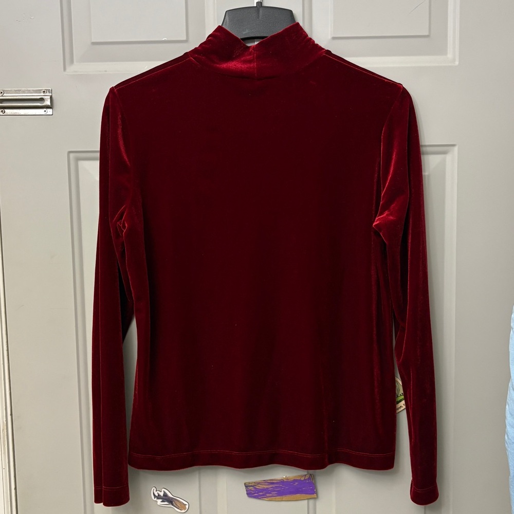 White Stag Velvet Long Sleeve Top - Deep Red